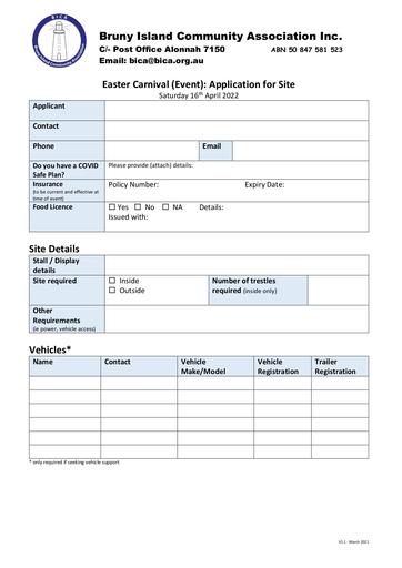 Easter Carnival Camping Application Form